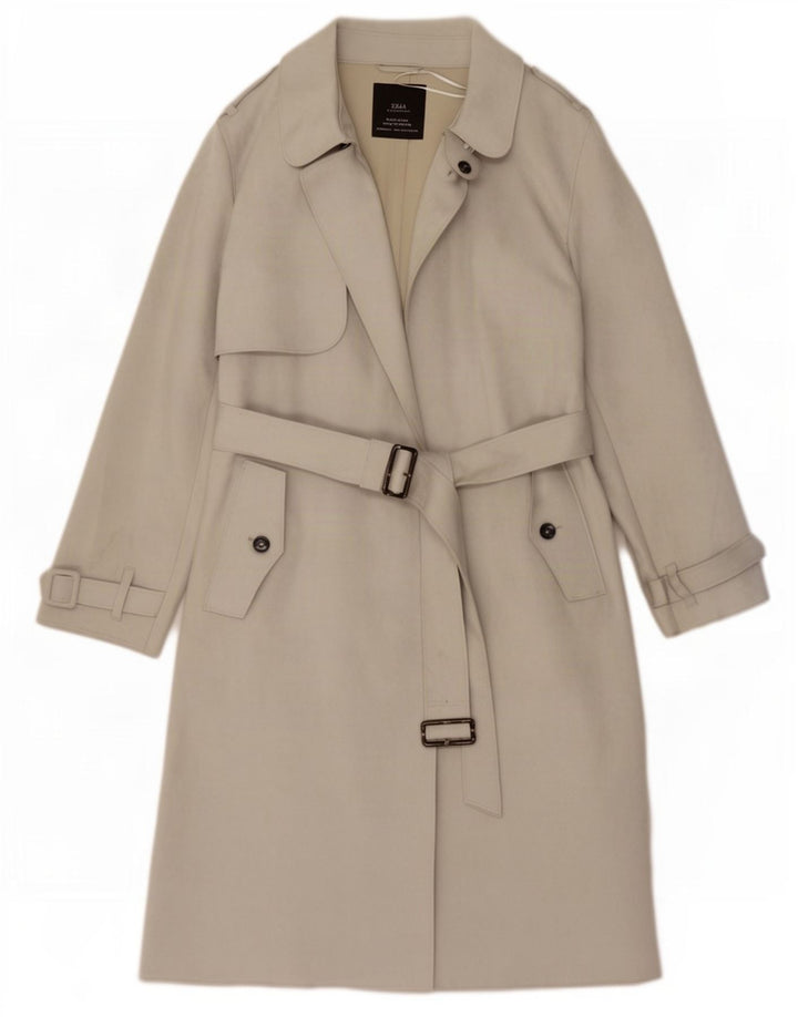 Zara Trench Coat til kvinder UK 10 Small Grå Polyester