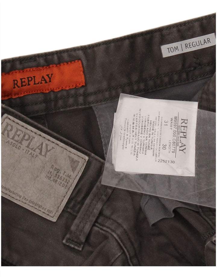 REPLAY Womens Tom Regular Fit Chino Trousers W31 L30 Grey Cotton