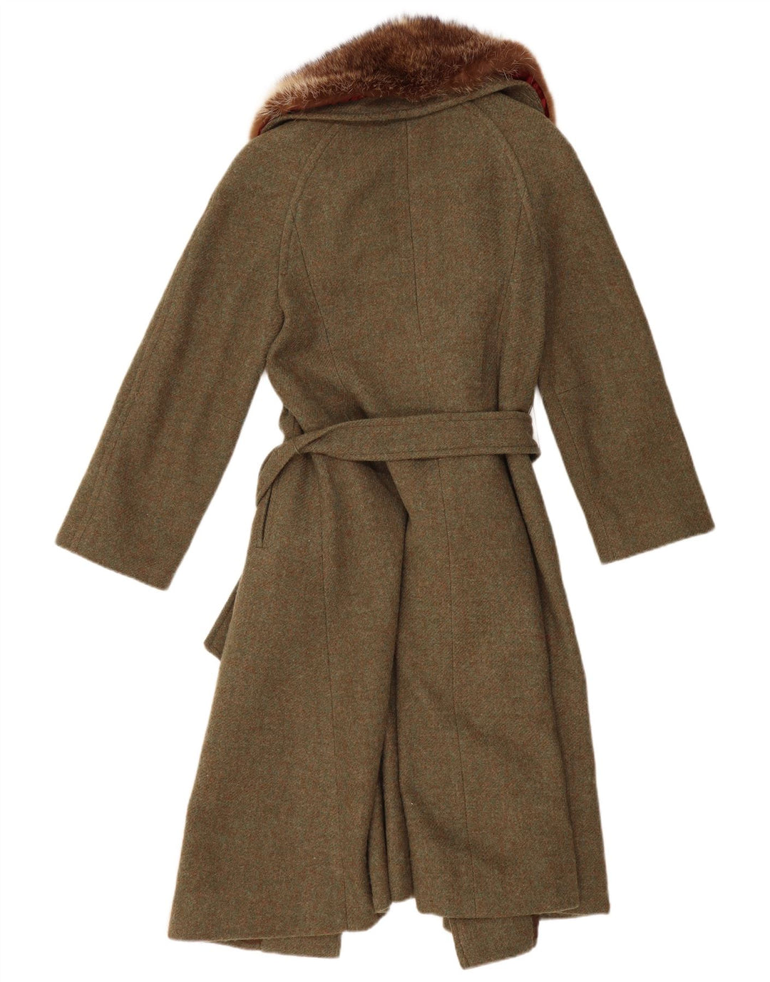 Aquascutum Dame Overfrakke UK 10 Small Khaki New Wool