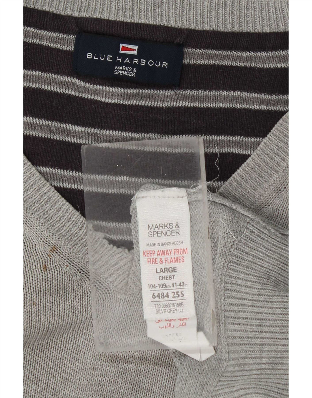 Marks & Spencer Herre Blue Harbor V-hals sweater Stor grå bomuld