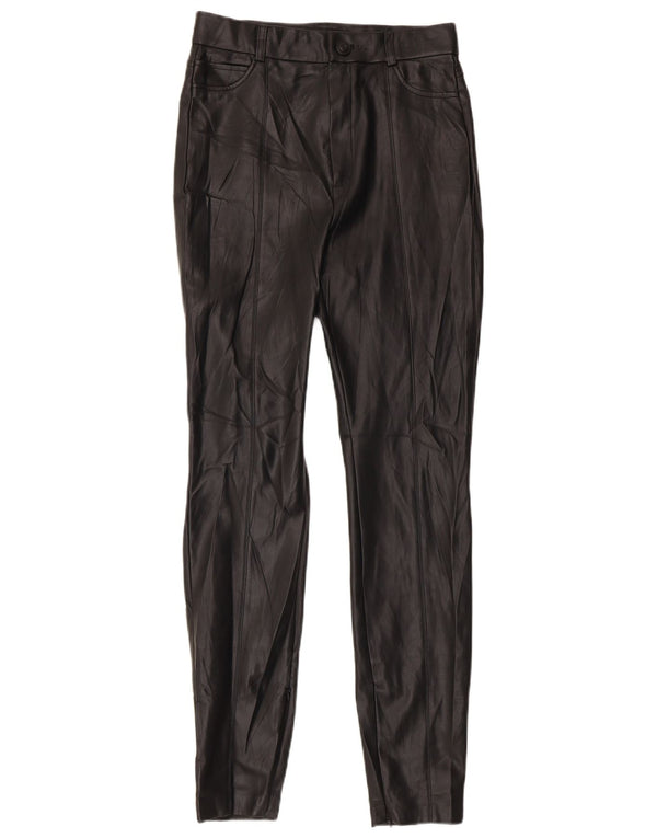 Zara Dame Højtalje Skinny Kunstlæder Bukser Medium W28 L29 Sort