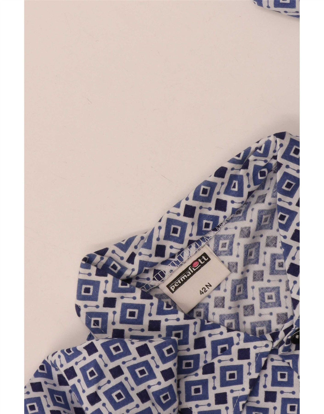 Vintage herreskjorte str. 42 Large Blue Geometric