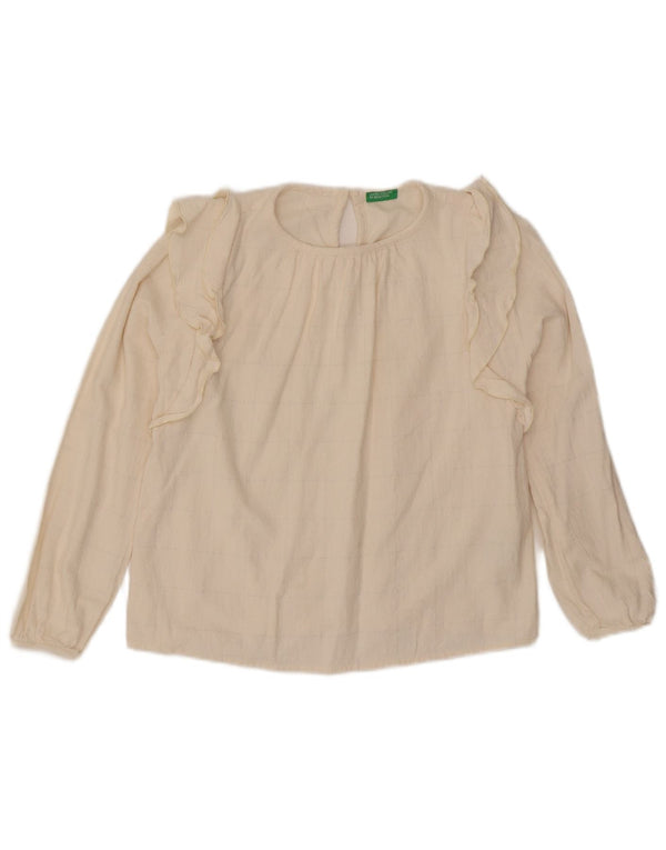 Benetton Girls Flæse foran bluse Top 11-12 år 2XL Off White Check