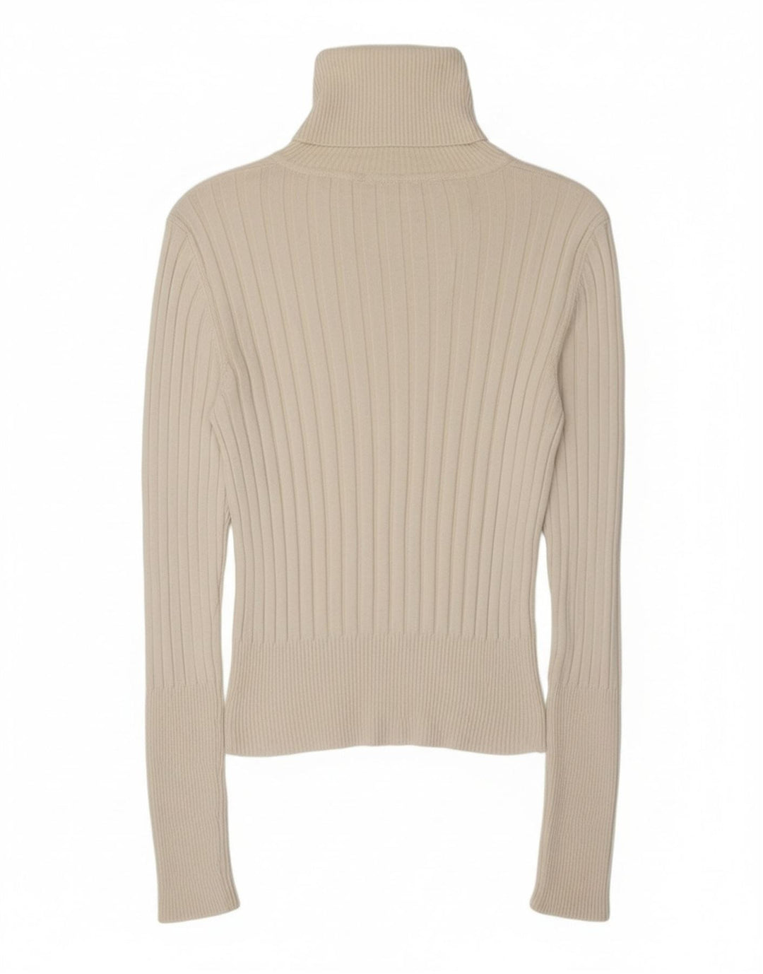 Zara Womens Crop Roll Neck Jumper Sweater UK 14 Large Off White Viscose