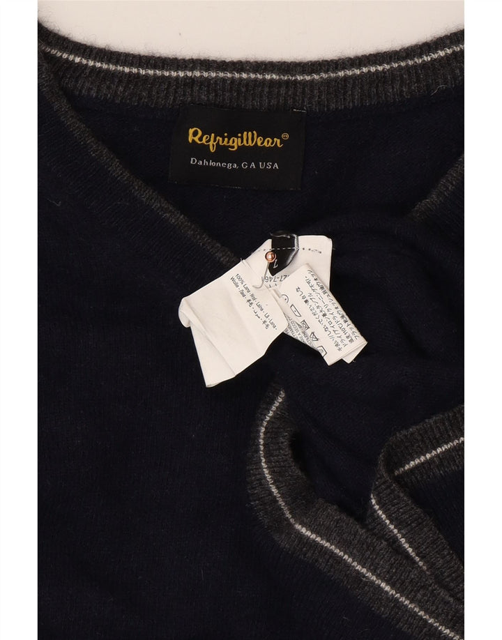 REFRIGIWEAR Dame V-hals sweater UK 16 Stor marineblå uld