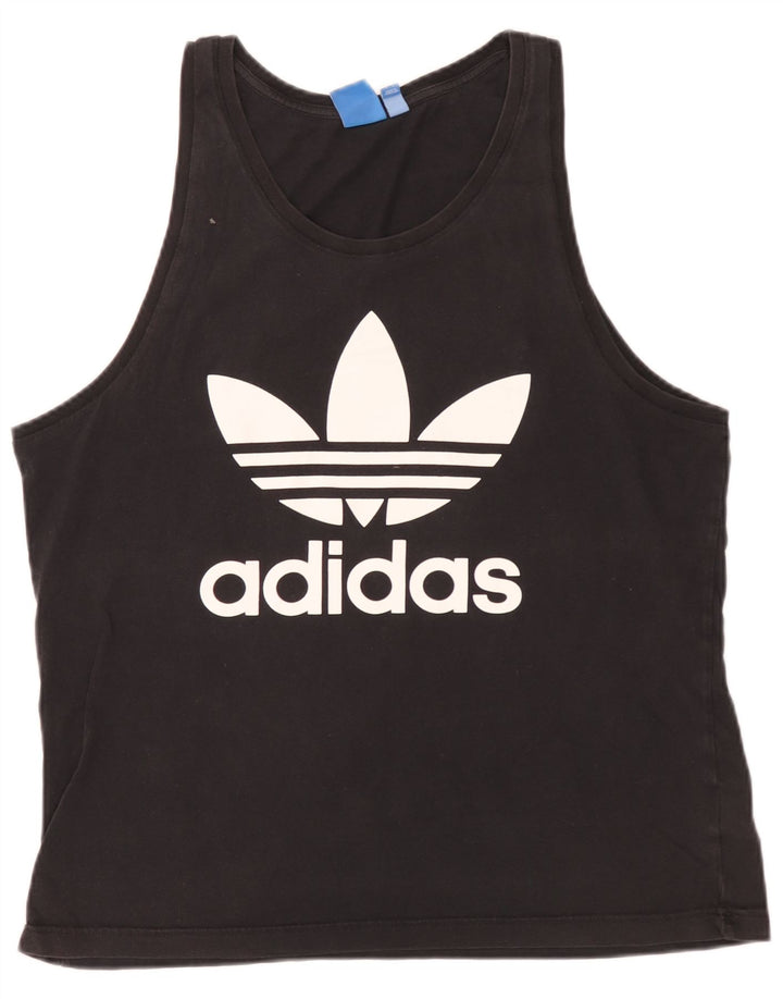 Adidas Dame Grafisk Vest Top UK 16 Large Black Bomuld
