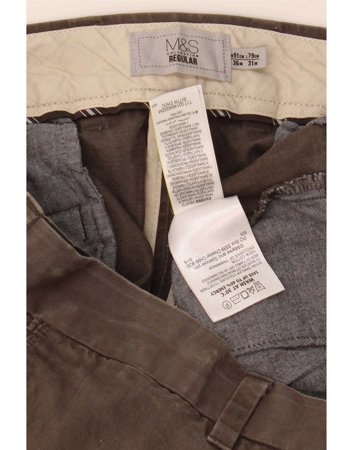 Marks & Spencer Herre Regular Chino Bukser W36 L31 Khaki Cotton