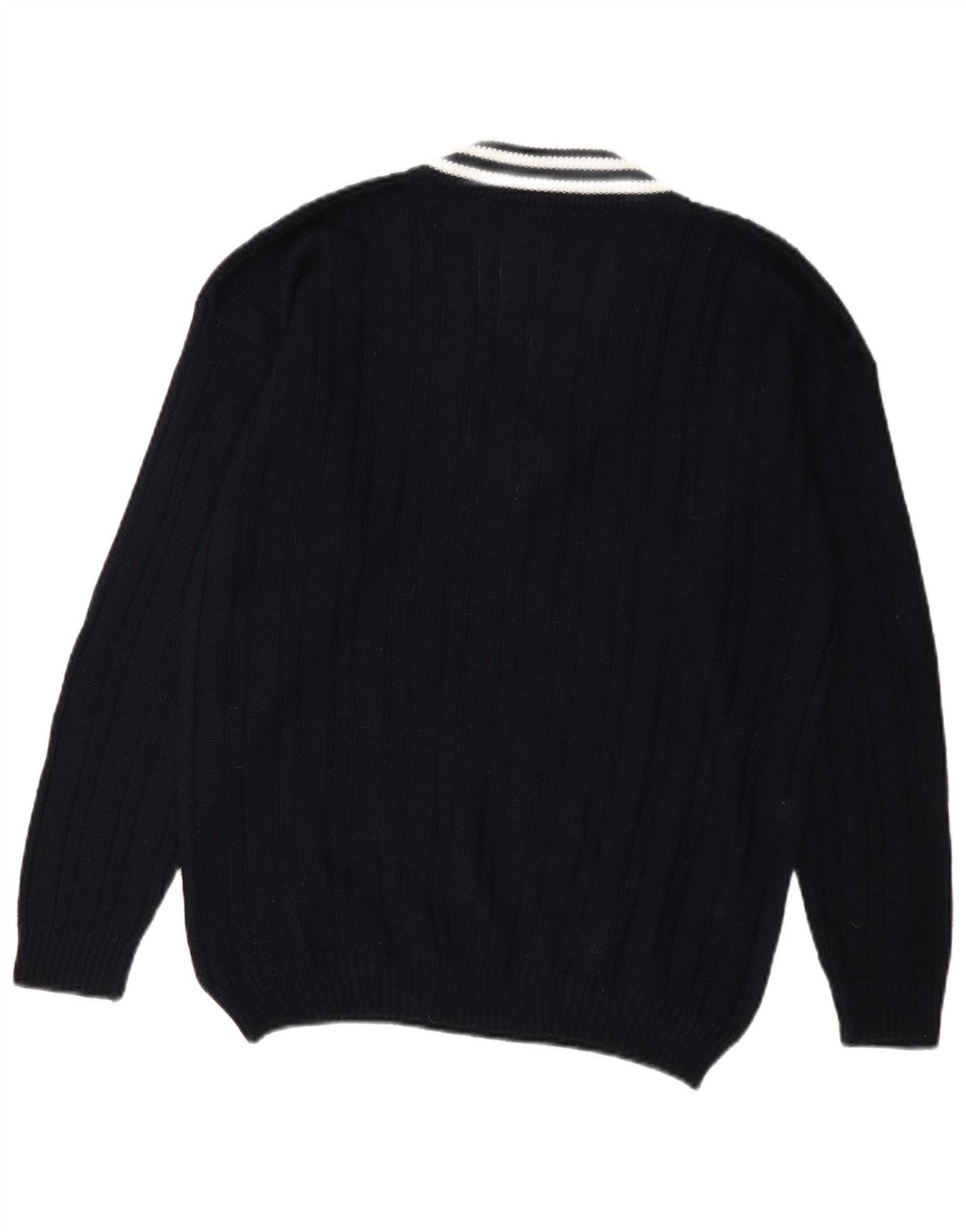 Vintage herre V-hals sweater stor marineblå akryl