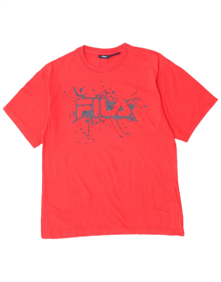 Fila Herre Grafisk T-Shirt Top Stor Rød Bomuld