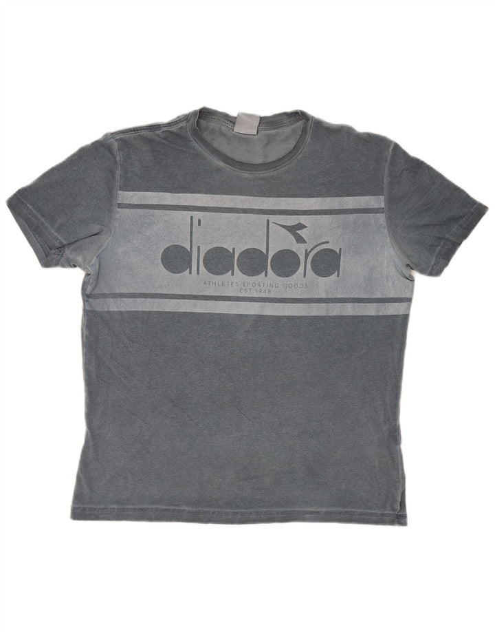 Diadora Herre grafisk T-shirt top mellemgrå bomuld
