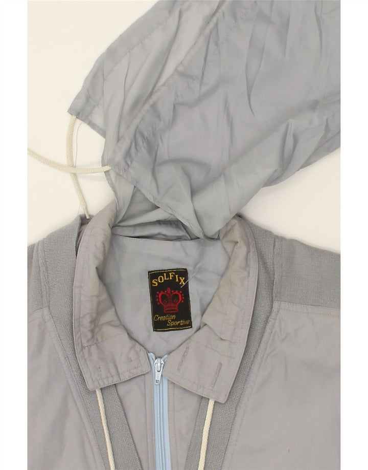 VINTAGE Mens Hooded Bomber Jacket IT 54 2XL Grey Colourblock Polyester Vintage Vintage and Second-Hand Vintage from Messina Hembry 