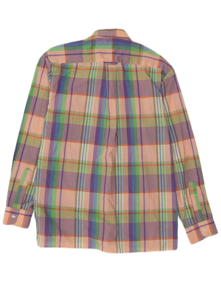 Vintage herre ternet skjorte medium flerfarvet ternet polyester