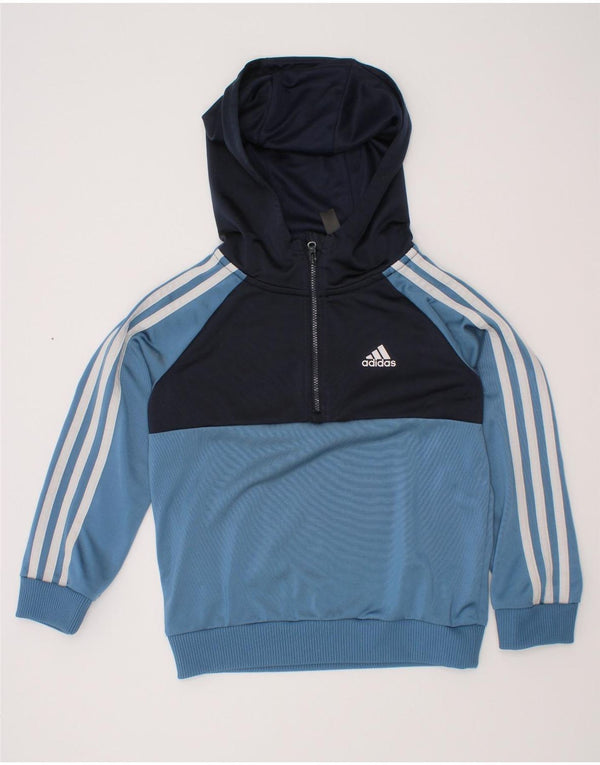 Adidas hættetrøje med lynlås til drenge 6-7 år Blå Colourblock Polyester