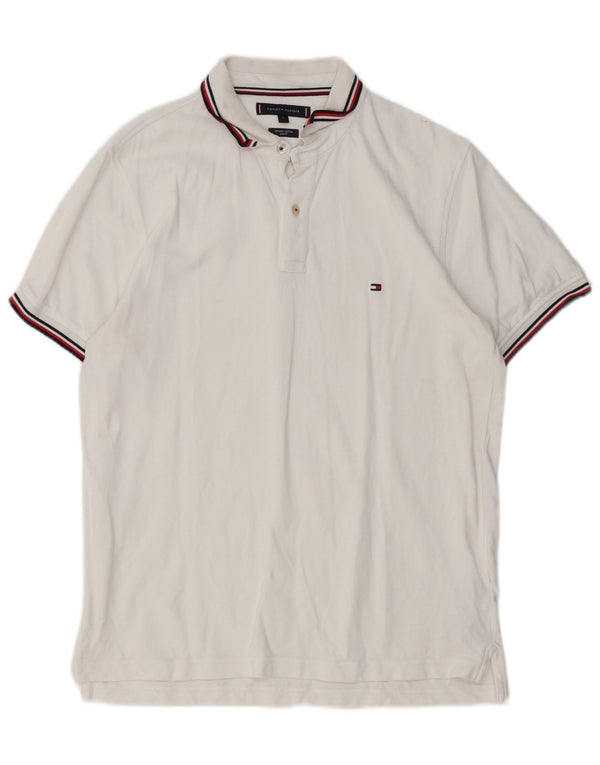 Tommy Hilfiger Herre Slim Fit Polo Shirt Stor Hvid Bomuld