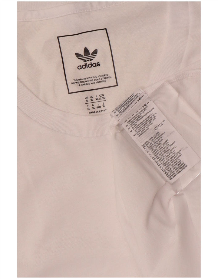 Adidas Herre T-Shirt Top XL Hvid Bomuld