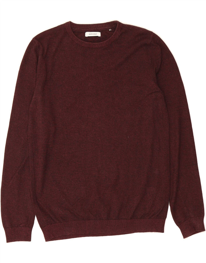 JACK & JONES Mens Boat Neck Jumper Sweater Medium Burgundy Cotton Vintage Jack & Jones and Second-Hand Jack & Jones from Messina Hembry 