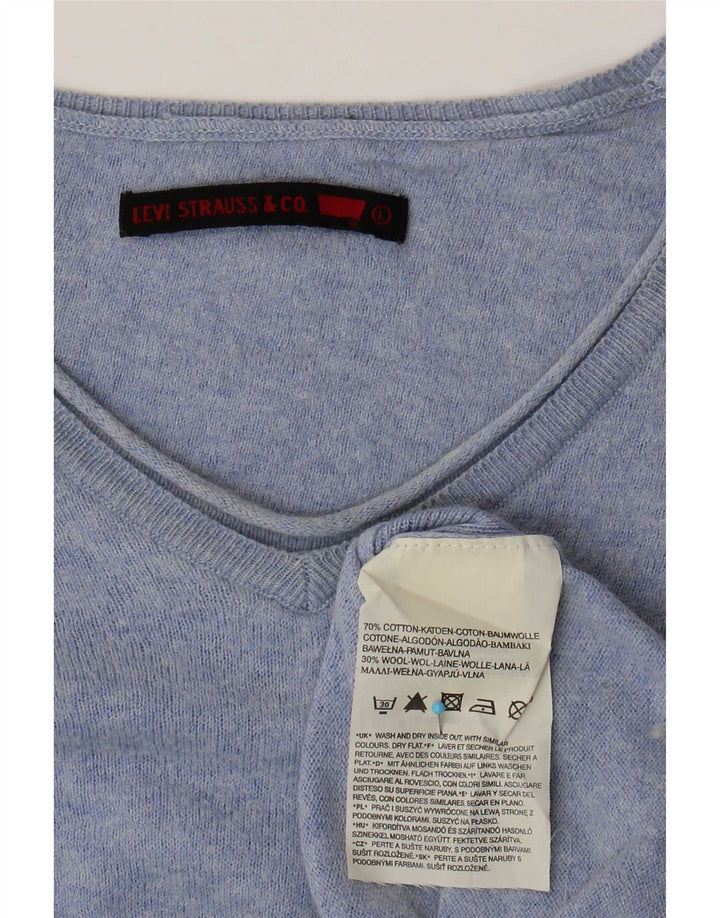 Levi's Dame V-hals sweater UK 16 Stor Blå Bomuld