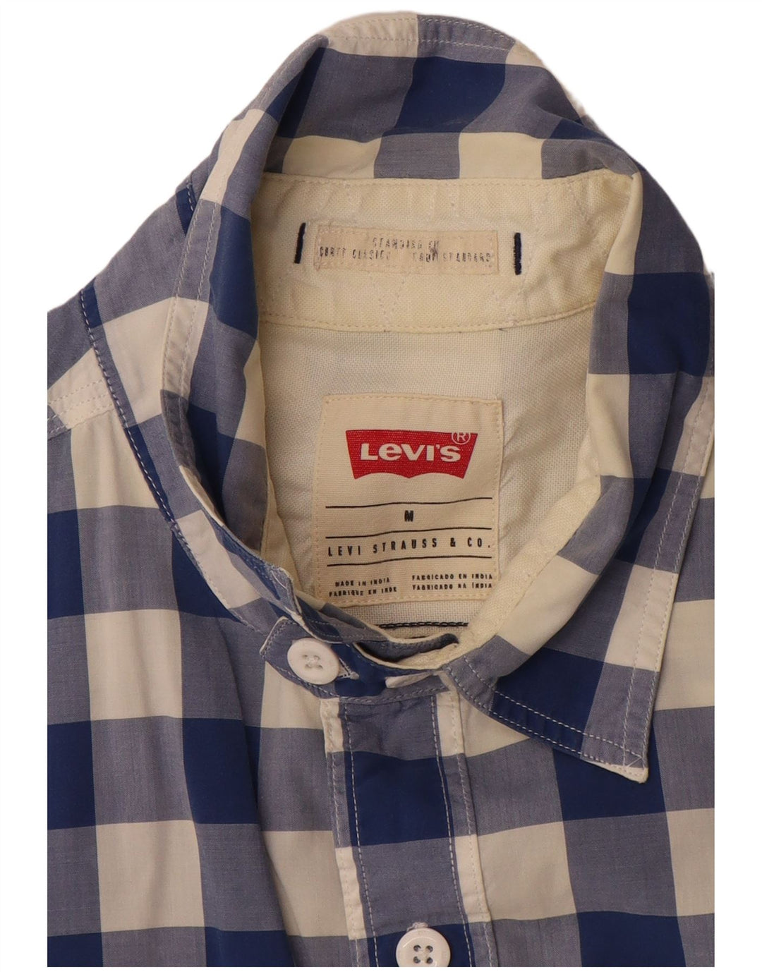 Levi's Kortærmet Herre skjorte med standard pasform Medium Blue Gingham Cotton