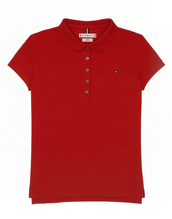 Tommy Hilfiger Dame Slim Fit Polo Shirt UK 6 XS Rød Bomuld