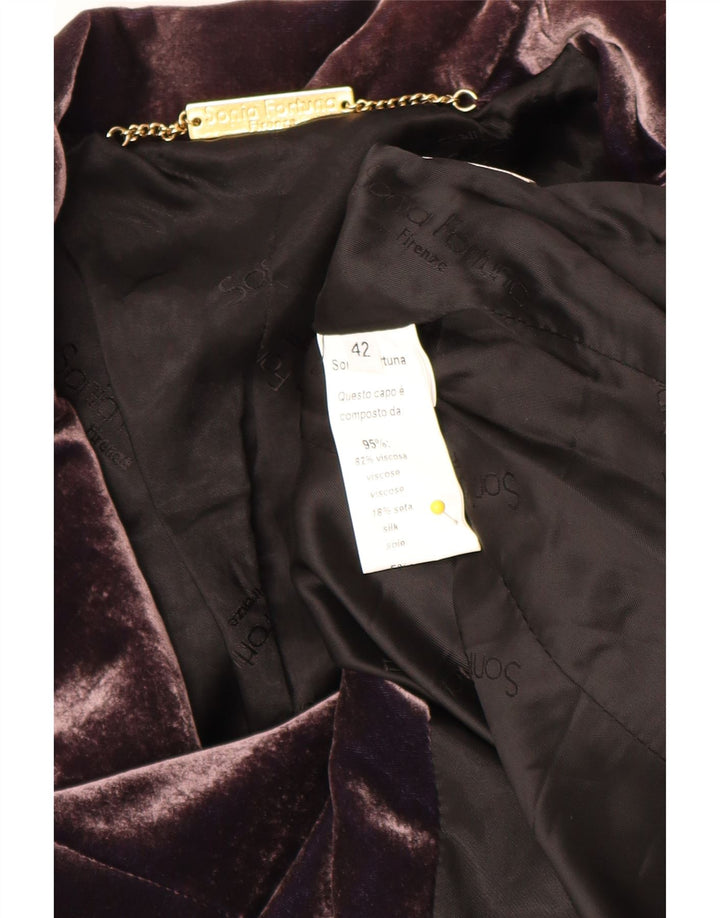 Sonia Fortuna Dame 1 Knap Velvet Blazer Jacket IT 42 Medium Lilla