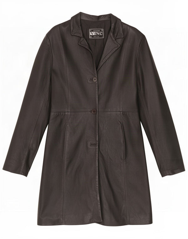 Vintage læderfrakke til kvinder UK 14 Large Black