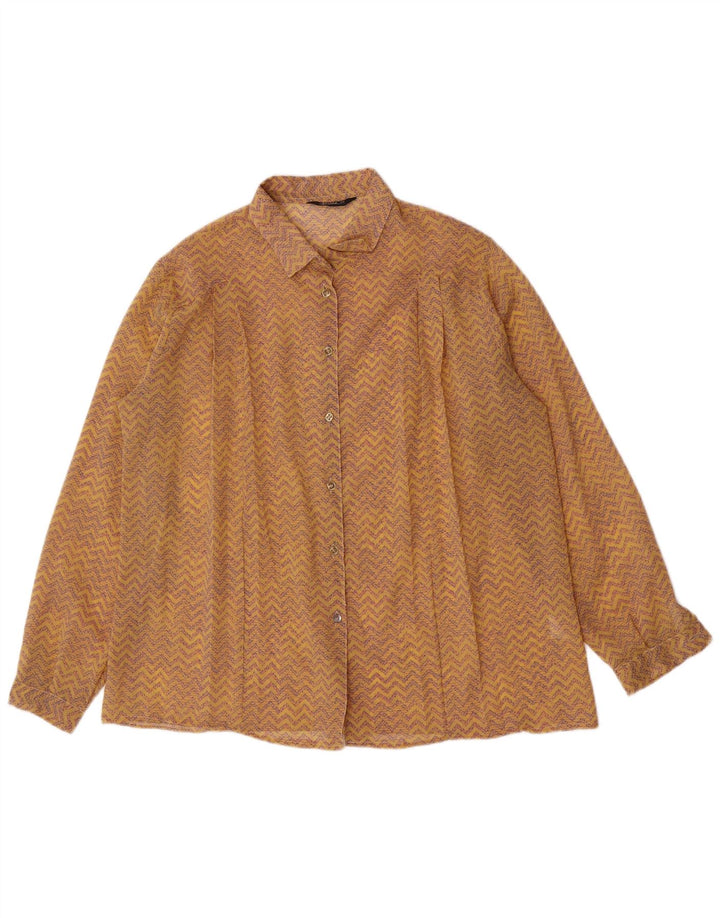 Barth Dame Gennemsigtig Skjorte Bluse IT 48 XL Gul Geometrisk Polyester