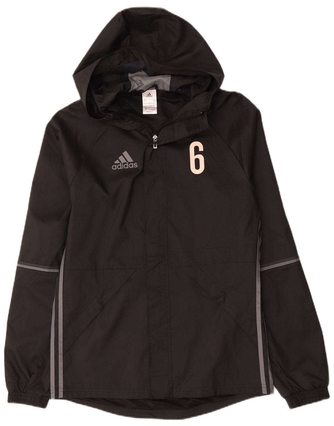 Adidas Herre grafisk regnjakke med hætte UK 36 Lille sort polyester