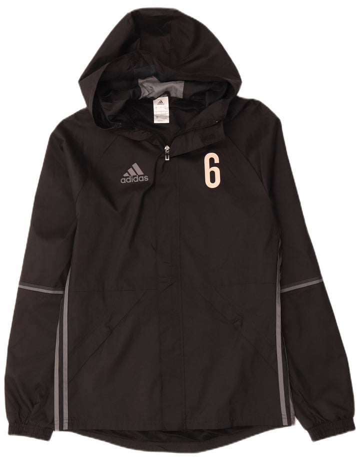 Adidas Herre grafisk regnjakke med hætte UK 36 Lille sort polyester