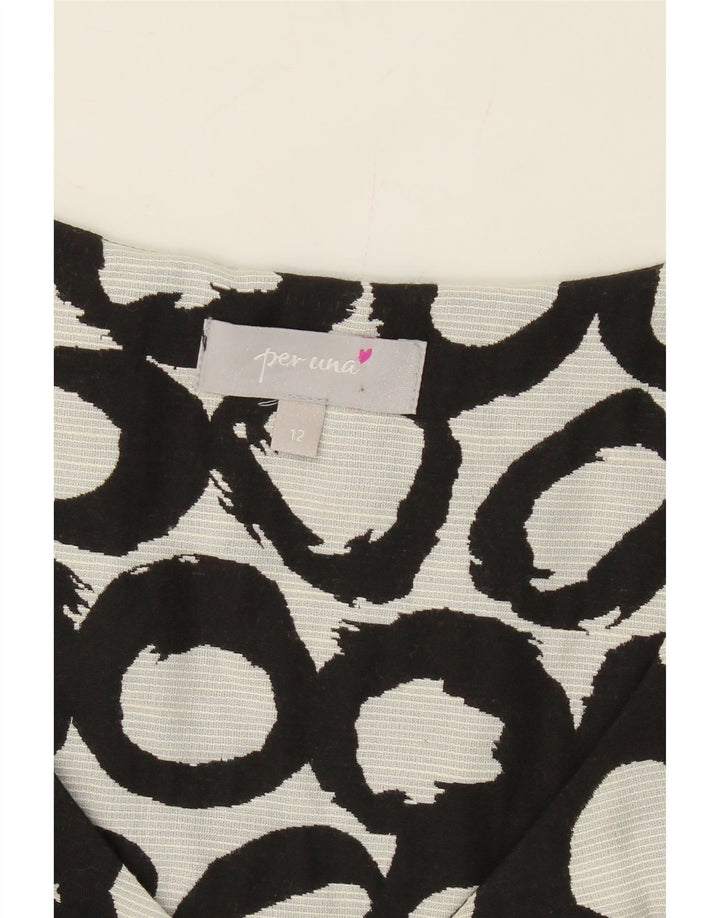 PER UNA Womens Abstract Pattern A-Line Dress UK 12 Medium Black Cotton Vintage Per Una and Second-Hand Per Una from Messina Hembry 