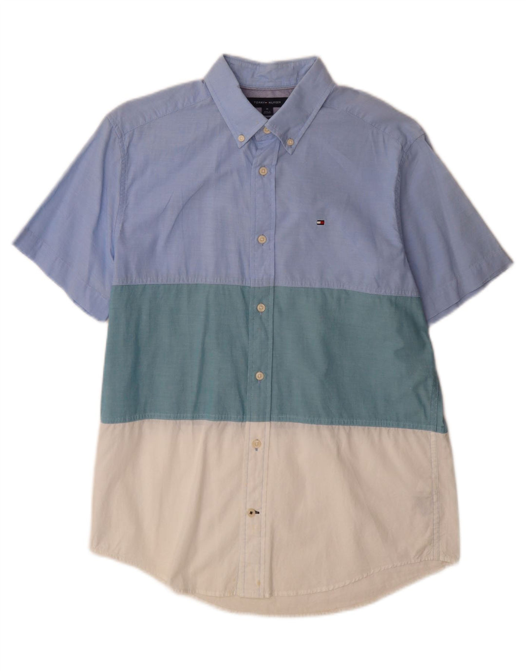 Tommy Hilfiger Kortærmet Herre Custom Fit skjorte Medium Blue Colourblock