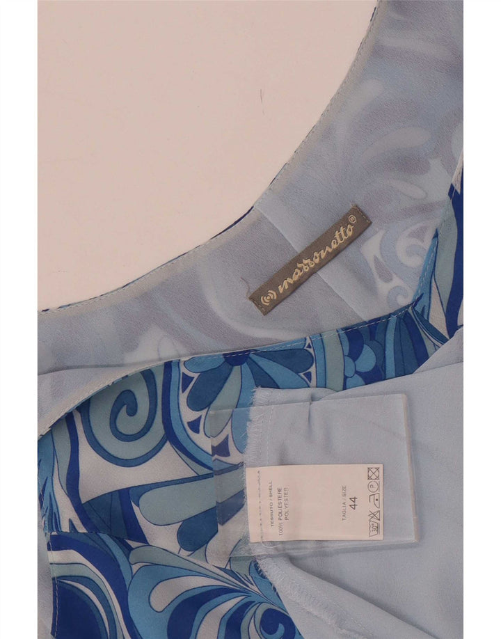 Marronetto Dame Ærmeløs A-Line Kjole IT 44 Medium Blue Floral