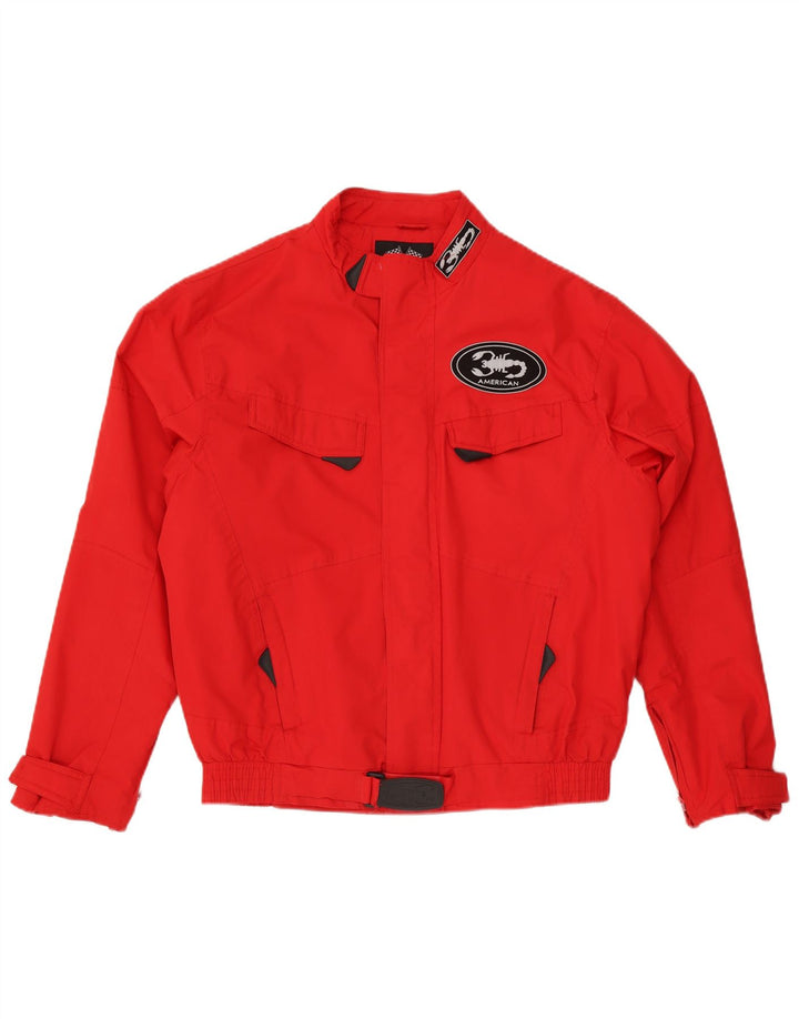 Vintage Herre Graphic Racer Jacket UK 40 Large Red Polyester