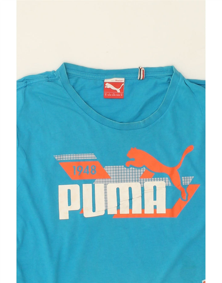 PUMA Mens Graphic T-Shirt Top XL Blue Vintage Puma and Second-Hand Puma from Messina Hembry 