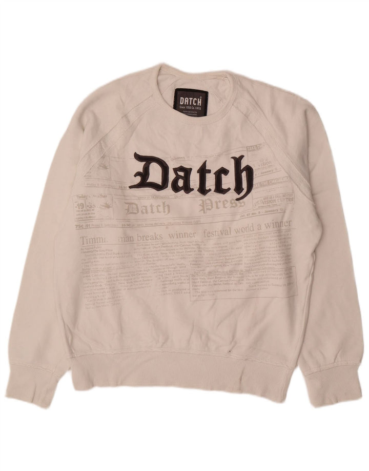 Datch Herre grafisk sweatshirt Jumper Medium Hvid Bomuld