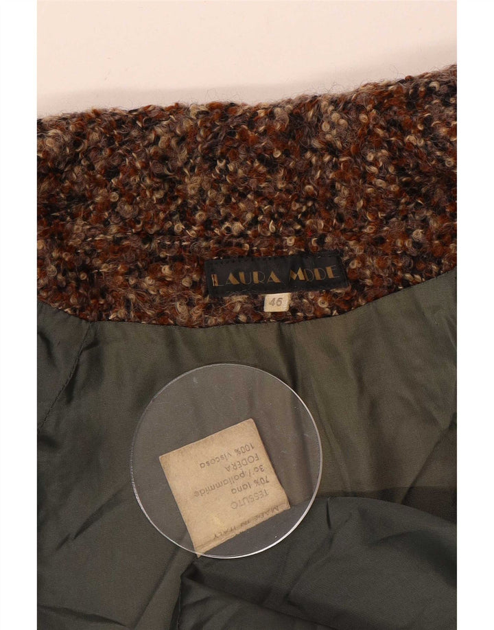 Vintage overfrakke til kvinder IT 46 Stor brun flækket uld