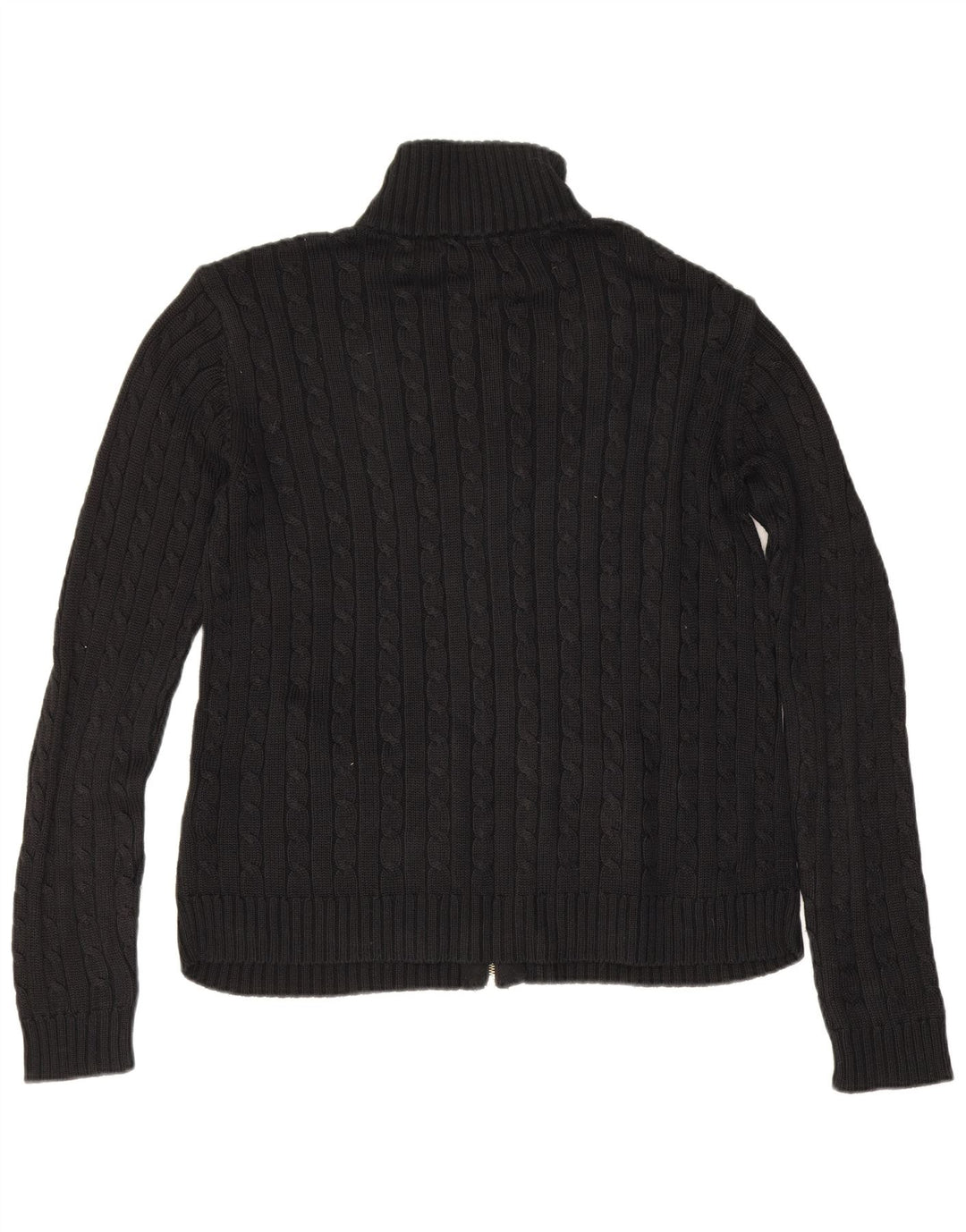 Ralph Lauren Dame Cardigan Sweater UK 14 Medium Sort Bomuld
