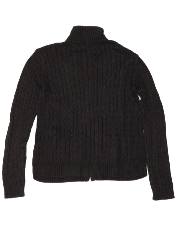 Ralph Lauren Dame Cardigan Sweater UK 14 Medium Sort Bomuld