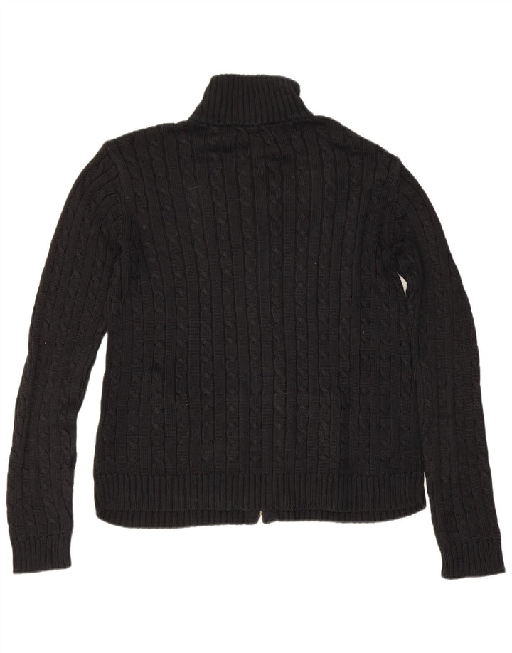 Ralph Lauren Dame Cardigan Sweater UK 14 Medium Sort Bomuld