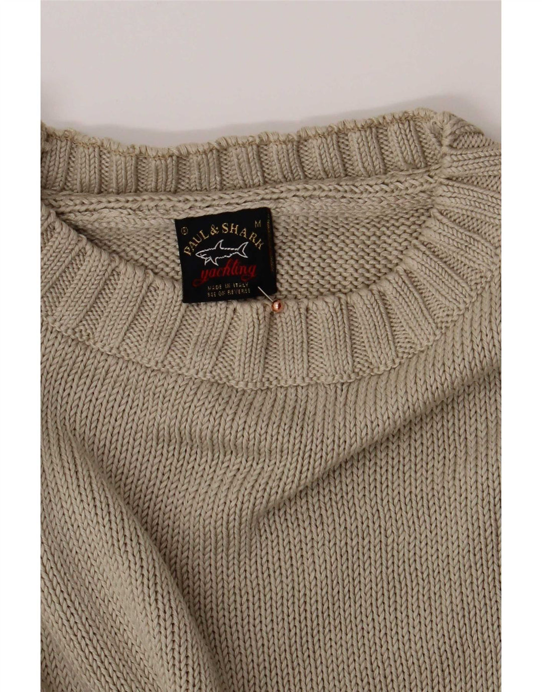 Paul & Shark Herre sweater med rund hals, medium beige bomuld