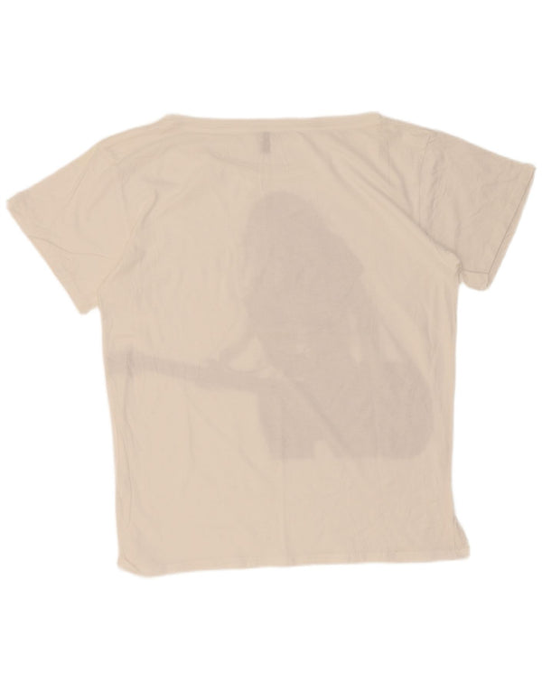 Benetton Dame Grafisk T-Shirt Top UK 18 XL Hvid