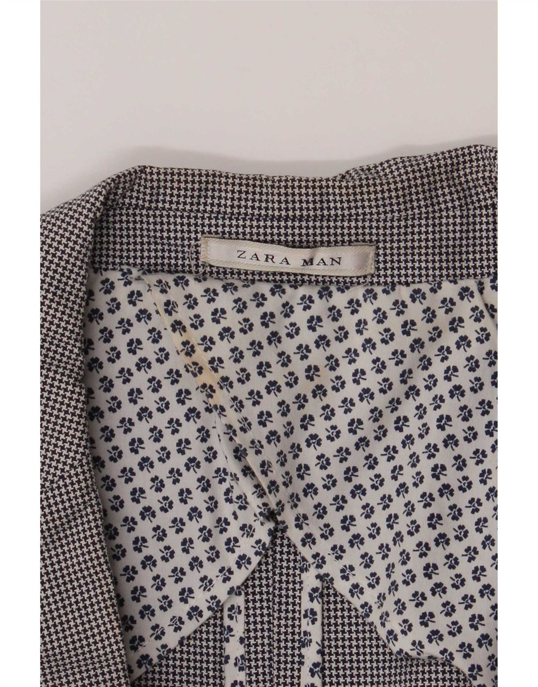 Zara Herre 2-knaps blazerjakke UK 40 Large Grå Houndstooth Bomuld