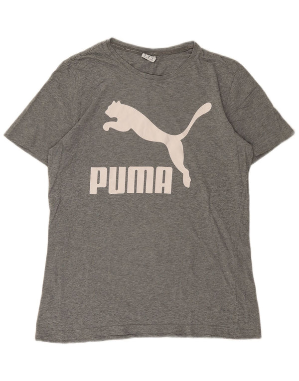 Puma Herre grafisk T-shirt Top Medium Grey Flecked