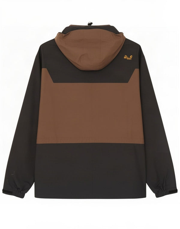 Jack Wolfskin Regnjakke med hætte til mænd UK 44/46 XL Brun Colourblock