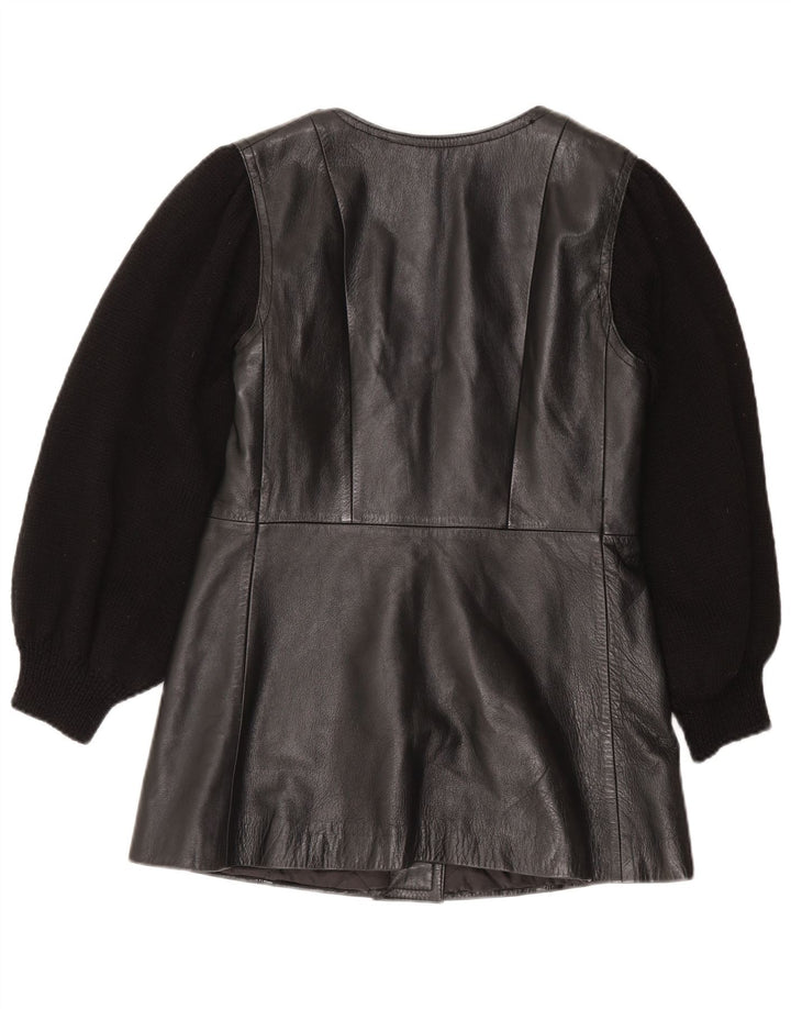Vintage læderjakke til kvinder UK 12 Medium Black