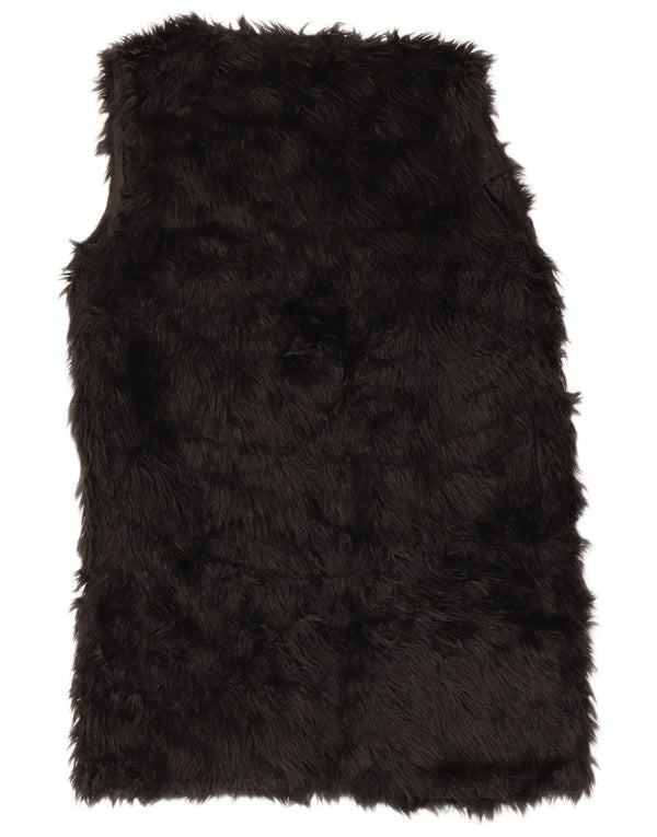Topshop Dame imiteret Pels Gilet UK 8 Small Black Acryl