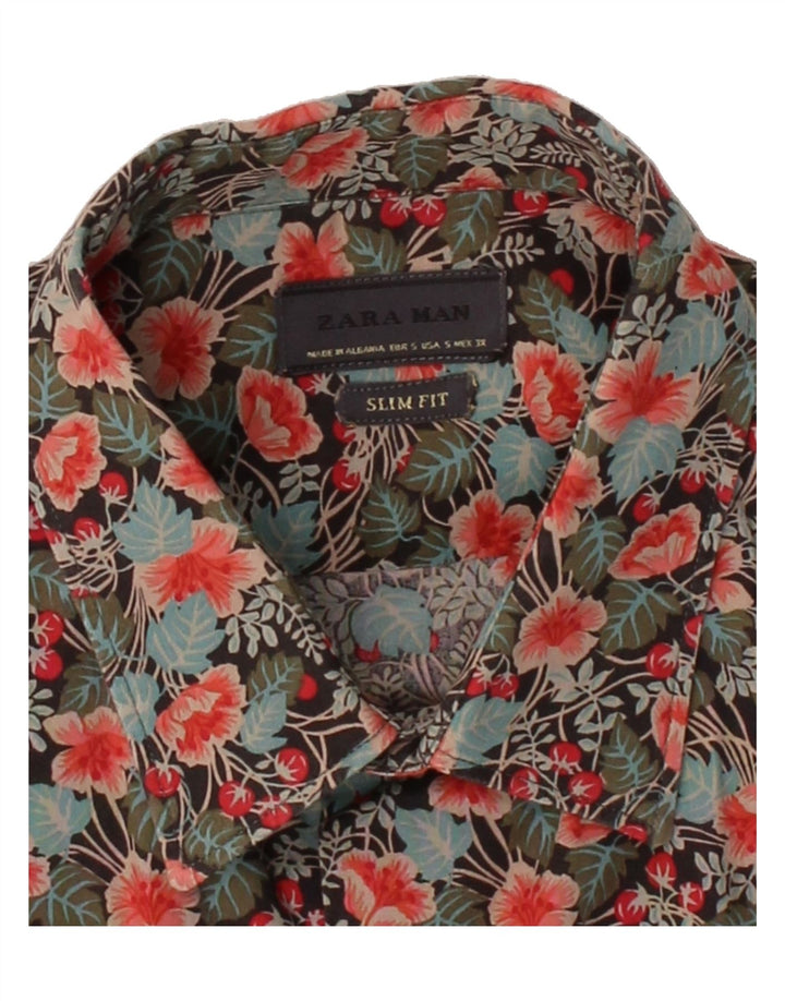 ZARA Mens Slim Fit Shirt Small Multicoloured Floral Vintage Zara and Second-Hand Zara from Messina Hembry 
