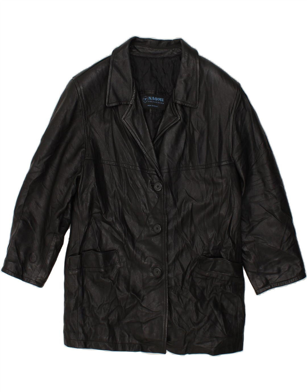 NAOMI Womens Leather Jacket IT 52 2XL Black Leather Vintage Naomi and Second-Hand Naomi from Messina Hembry 