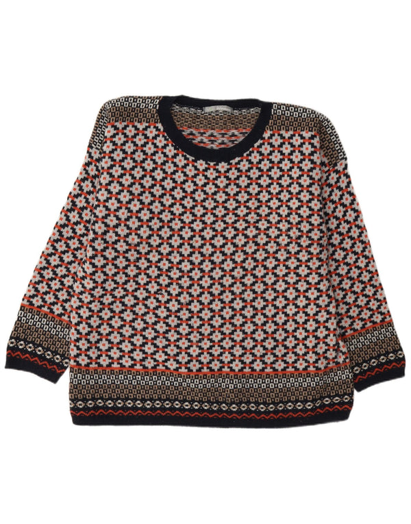 Marks & Spencer Dame Boat Neck Jumper Sweater UK 20 2XL Rød Geometrisk