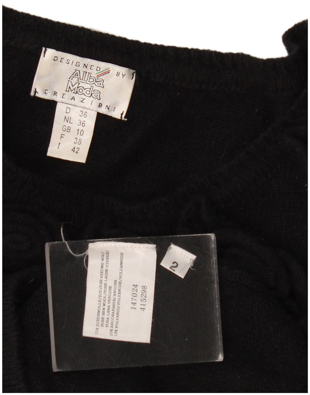Alba Moda Dame Boat Neck Jumper Sweater UK 10 Small Black New Wool