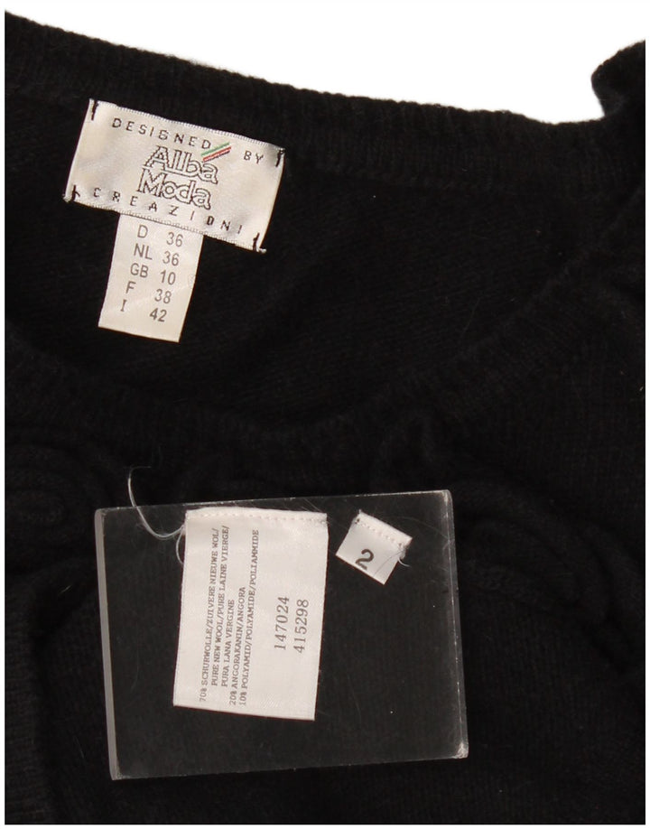 Alba Moda Dame Boat Neck Jumper Sweater UK 10 Small Black New Wool